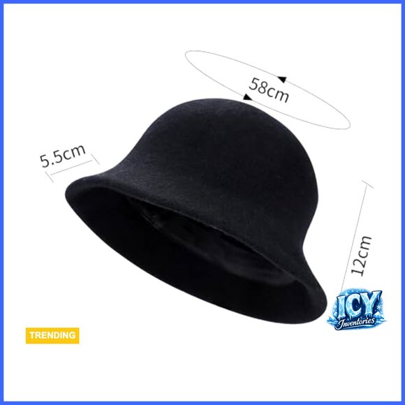 Faux Wool Felt Bucket Hat Winter Warm Foldable Adjustable Ladies Fedora main image 5